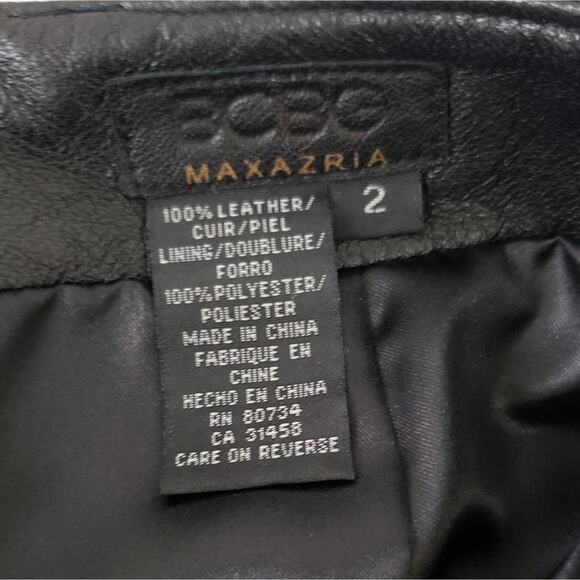 BCBGMaxAzria 100% Leather Pencil Skirt Black SIZE 2, Raw Hem, Lined, Zip Close - Picture 4 of 6